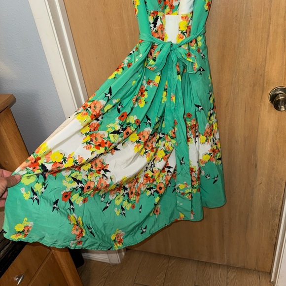 Rabbit Rabbit Rabbit Floral Sleeveless Dress with Birds and Belt Size 16W - Picture 3 of 5